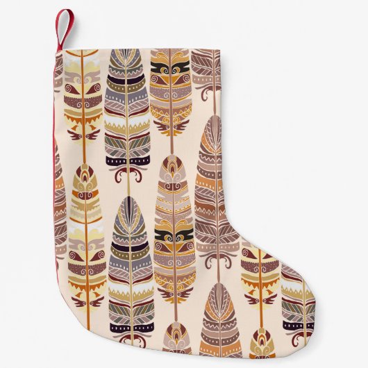 Petite Chaussette De Noël Boho Feathes : Motif Tribal sans Seamless (Devant)