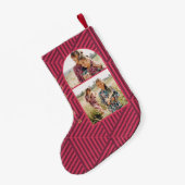 Petite Chaussette De Noël Boho géométrique deux photo et nom (Dos (Accrochage))