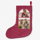 Petite Chaussette De Noël Boho géométrique deux photo et nom (Dos)