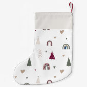 Petite Chaussette De Noël Boho moderne arc-en-ciel et impression cardiaque (Dos)