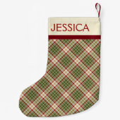 Petite Chaussette De Noël Bois Noël Plaid Motif sur mesure (Dos)