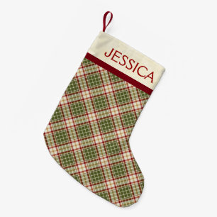 Petite Chaussette De Noël Bois Noël Plaid Motif sur mesure