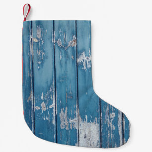 Petite Chaussette De Noël Bois turquoise et marron