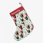 Petite Chaussette De Noël Boissons Chaudes de Fêtes de Noël Motif Personnali (Dos (Accrochage))