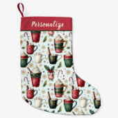 Petite Chaussette De Noël Boissons Chaudes de Fêtes de Noël Motif Personnali (Devant)