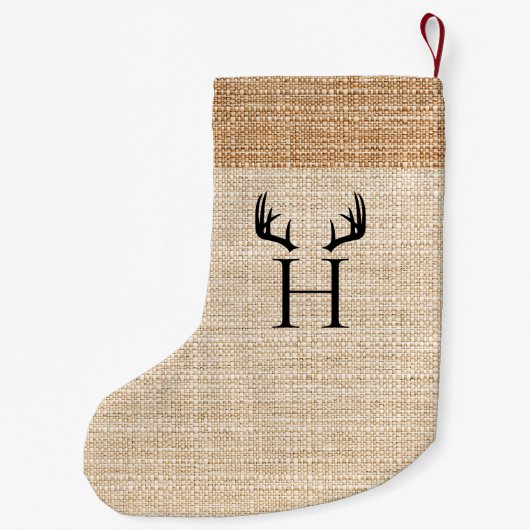 Petite Chaussette De Noël Boîtiers monogramme beige (Dos)