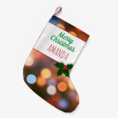 Petite Chaussette De Noël Bokeh Lumières Festif Personnalisable (Devant (Accrochage))