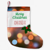 Petite Chaussette De Noël Bokeh Lumières Festif Personnalisable (Devant)