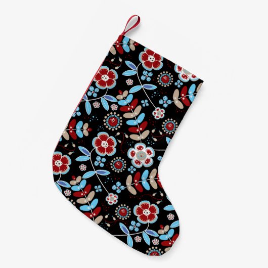 Petite Chaussette De Noël Bold Folk Floral Pattern (Devant (Accrochage))