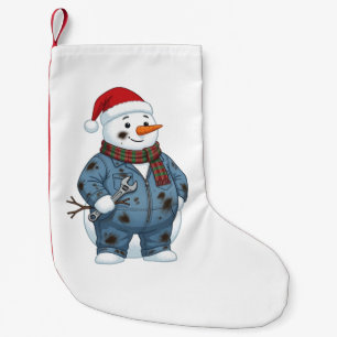 Petite Chaussette De Noël Bonhomme de neige Mécanicien Noël 2026 Fête Bleu C