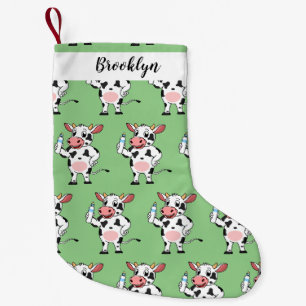 Petite Chaussette De Noël Bonne vache avec dessin animé de biberon