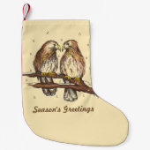 Petite Chaussette De Noël Bonnes Fêtes Red Tail Hawk Oiseau Noël (Devant)