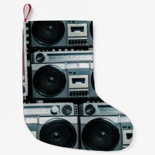 Petite Chaussette De Noël Boombox radio vintage