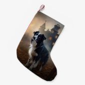 Petite Chaussette De Noël Border Collie Halloween Épouvantable (Devant (Accrochage))