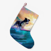 Petite Chaussette De Noël Bordure Collie Beach Plage Plage Plage de surf Pei (Devant (Accrochage))