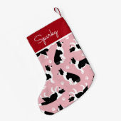 Petite Chaussette De Noël Bordure Collie et Empreinte de patte (Dos (Accrochage))