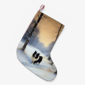 Petite Chaussette De Noël Bordure Collie Laisser neiger Noël (Devant (Accrochage))