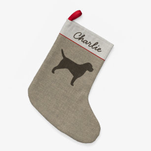 Petite Chaussette De Noël Bordure Terrier Silhouette Joli Amoureux des chien
