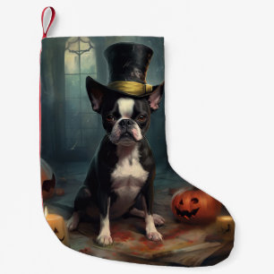 Petite Chaussette De Noël Boston Terrier Citrouille Halloween effroi