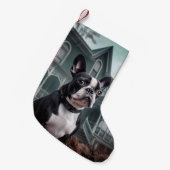 Petite Chaussette De Noël Boston Terrier Halloween effrayant (Devant (Accrochage))