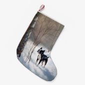 Petite Chaussette De Noël Boston Terrier Laisser neiger Noël (Devant (Accrochage))