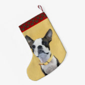 Petite Chaussette De Noël Boston Terrier Peinture - Cute Original Chien Art (Dos (Accrochage))