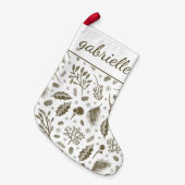 Petite Chaussette De Noël Botanique d'hiver rustique avec nom Holiday (Devant (Accrochage))