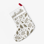 Petite Chaussette De Noël Botanique d'hiver rustique avec nom Holiday (Dos (Accrochage))