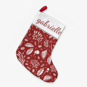 Petite Chaussette De Noël Botanique d'hiver rustique avec nom Holiday (Devant (Accrochage))