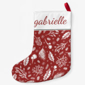 Petite Chaussette De Noël Botanique d'hiver rustique avec nom Holiday (Dos)