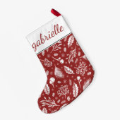 Petite Chaussette De Noël Botanique d'hiver rustique avec nom Holiday (Dos (Accrochage))