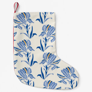 Petite Chaussette De Noël Botanique Motif à fleurs géométrique baroque Iris.