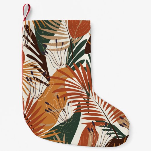 Petite Chaussette De Noël Botaniques Abstraites : Canvas Blanches (Devant)
