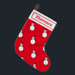 Petite Chaussette De Noël Bouchon De Neige Personnalisé<br><div class="desc">Cette réserve de Noël personnalisée présente le personnage Snowman de l'équipage de Noël.</div>