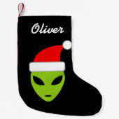 Petite Chaussette De Noël Bouchon de Noël pour alien père Noël personnalisé (Devant)