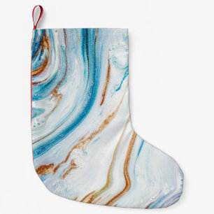 Petite Chaussette De Noël Boucles de marbre de luxe de l'océan Abstrait