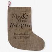 Petite Chaussette De Noël Boule-Look Rustique Mariage personnalisable (Devant)