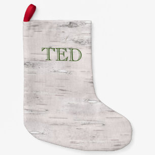 Petite Chaussette De Noël Bouleau NOM Nature Vacances Rouge Vert Intemporel