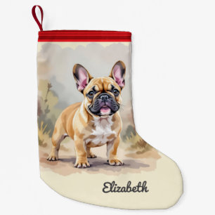 Petite Chaussette De Noël Bouledogue français couleur fauve marron Chien mig