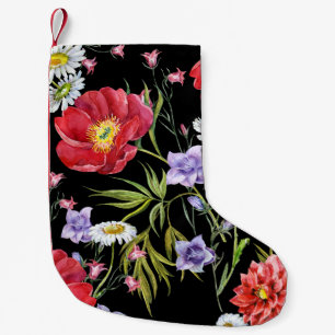 Petite Chaussette De Noël Bouquet de fleurs d'aquarelle : Motif sans couture