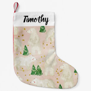 Petite Chaussette De Noël Bours polaires de Noël mignons en forêt À feuillag