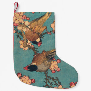 Petite Chaussette De Noël Bouvreuil d'Hokusai et Cerisier Fleur Vintage Oise