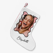 Petite Chaussette De Noël Bow de Noël | Cadre photo noir et blanc avide (Devant (Accrochage))