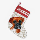 Petite Chaussette De Noël Boxer Chien Woof Imprimer Noël Stocker (Devant (Accrochage))