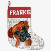 Petite Chaussette De Noël Boxer Chien Woof Imprimer Noël Stocker (Devant)