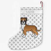 Petite Chaussette De Noël Boxer Cute Cartoon Chien et nom (Dos)