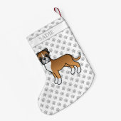 Petite Chaussette De Noël Boxer Cute Cartoon Chien et nom (Dos (Accrochage))