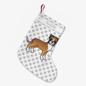 Petite Chaussette De Noël Boxer Cute Cartoon Chien et nom (Devant (Accrochage))