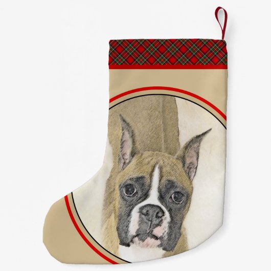 Petite Chaussette De Noël Boxer Peinture - Cute Original Chien Art (Dos)