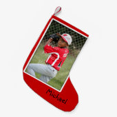 Petite Chaussette De Noël Boys Photo Custom Red Christmas Stocking (Devant (Accrochage))
